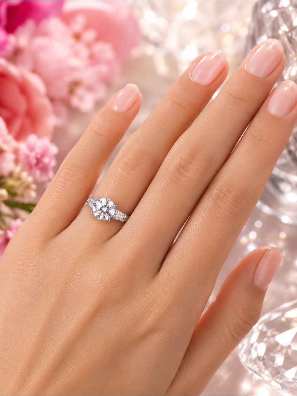 Lia Sophia Silver Tone Crystal Solitaire Ring Bridal Glam